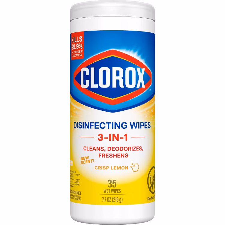 CLOROX DISINFECTANT WIPES LEMON SCENT 12/35-CT 01594