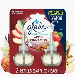 GLADE PLUG IN SCENTED OIL *REFILL* APPLE CINNAMON 2/PK
