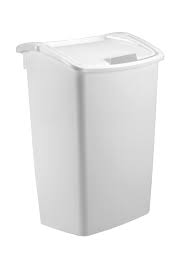GARBAGE PLASTIC TRASH CAN 40 QT DUAL TOP SWING COVER WHITE