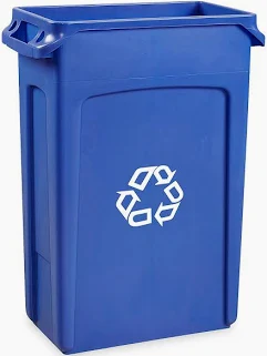 GARBAGE CAN WASTE BASKET RECTANGULAR SLIM JIM RUBBERMAID 23 GAL  BLUE FG354007BLUE