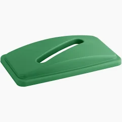 GARBAGE CAN RECTANGULE COMMERCIAL SLIM JIM LID PAPER SLOT RUBBERMAID GREEN FG270388GRN