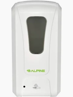 AUTOMATIC HANDS FREE HAND SANITIZER/SOAP DISPENSER W/DRIP TRAY WHITE ALPINE 430-L-T