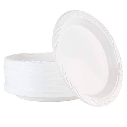 PLATES PLASTIC 9" WHITE 4 X 100/PK  CHINET #82209 PLN100A