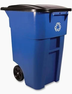 GARBAGE CONTAINER 50 GAL W/LID & WHEELS BLUE BRUTE