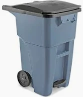 GARBAGE CONTAINER 50 GAL W/LID & WHEELS GREY BRUTE RUUBERMAID FG9W2728 GREY