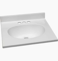 CULTURED MARBLE TOP  19" X 17" WHITE