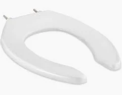 TOILET SEAT COMMERCIAL ELONGATED WHITE PLASTIC OPEN FRONT NO COVER  CHECK HINGE SELF SUSTAIN TSCE6-W