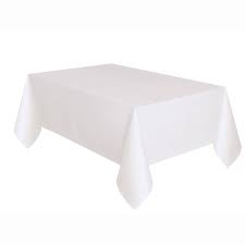 PLASTIC TABLECLOTH WHITE CENTER FOLD 18" PERFERATED 36" X 108"