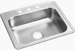 SINK STAINLESS STEEL 25" X 22" 3 HOLE 6"  *W/CLIPS*