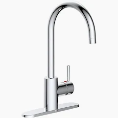 FAUCET SINGLE HOLE DESIGNER HIGH RISE SPOUT 1 HANDLE PULL DOWN SATIN NICKEL 1800259 RTVK50S REUSS