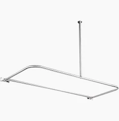 SHOWER ROD U SHAPE 5' ALUM COMPLETE W/24" SUPPORT BAR, LOOP  & FLANGE