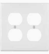 COVER PLATE DOUBLE DUPLEX OUTLET WHITE METAL JUMBO MULBERRY #86802