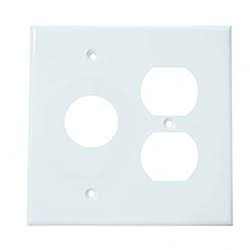 WALL PLATE DUPLEX RECEPT. + AC  WHITE METAL REG SIZE #86572