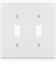 WALL PLATE 2 GNG TOGGLE SWITCH WHITE PLASTIC 2139W