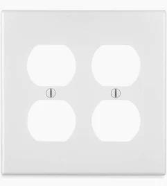 COVER DOUBLE DUPLEX OUTLET WHITE PLASTIC 2150W