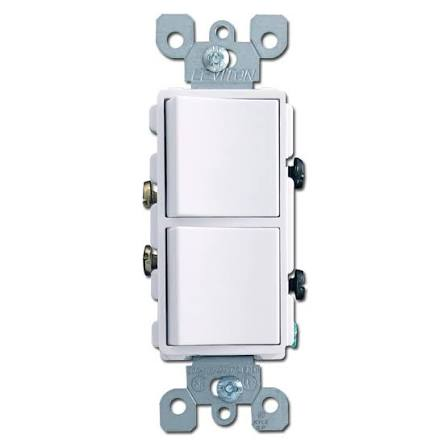 DECORA DOUBLE SWITCH 2 SINGLE POLE  WHITE 7728W