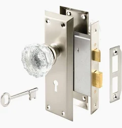 MORTISE LOCK F/INSIDE *KEYED* LOCKSET W/TURN KNOB SATIN NICKEL W/GLASS KNOB #44615