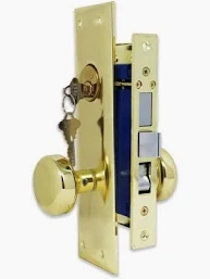 MORTISE LOCKSET LEFT HAND ATTACHED BRASS  #TUF5114AL MAXTECH 1033B