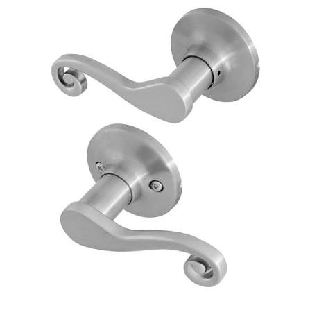 PASSAGE LOCKSET LEVER HANDLE DECORTIVE SWIRL SATIN NICKEL REVERSIBLE 2004RLSN