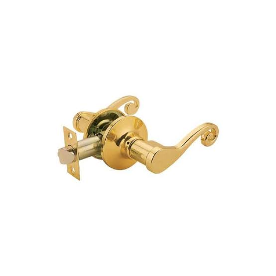 PASSAGE LOCKSET LEVER HANDLE DECORTIVE SWIRL POLISHED BRASS REVERSIBLE 2004RL