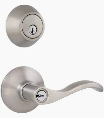 LOCK COMBO KEYED ENTRY LEVER W/DEADBOLT LOCL SATIN NICKEL 84338