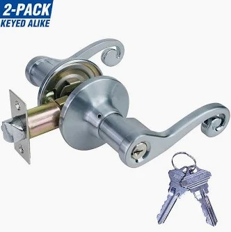 PRIVACY LOCKSET LEVER HANDLE DECORTIVE SWIRL SATIN NICKEL REVERSIBLE 3007RLSN
