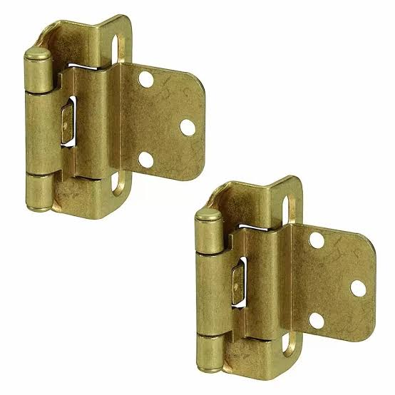 SELF CLOSING CABINET HINGE 3/8 INSET PAIR BRASS PLATED 34915R1