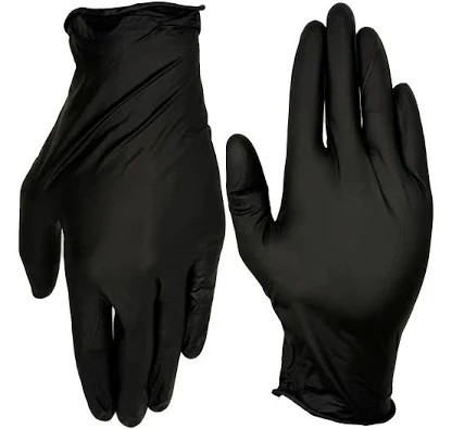 GLOVE DISPOSABLE L NITRILE BLACK POWDER FREE 100/BX