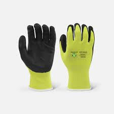 GLOVES COATED WATER PROOF SAFETY LIME  FLOURESCENT LARGE PAIR CGG-LFL