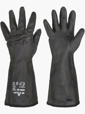 GLOVES HEAVY DUTY BLACK RUBBER 14" PAIR