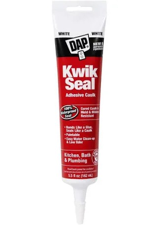 KWIK-SEAL BATH/KITCHEN SILICONE WHITE CAULK DAP 18001 5.5 OZ  2138420