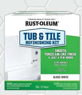 TUB & TILE RUST-OLEUM BRUSH ON REGLAZING KIT WHITE 1QT 7860519