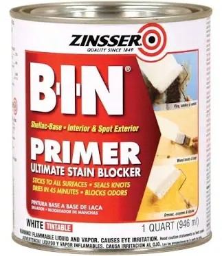 PAINT ZINSSER BIN PRIMER SEALER ULTIMATE STAIN BLOCKER SHELLAC BASE WHITE 1/QT  #904